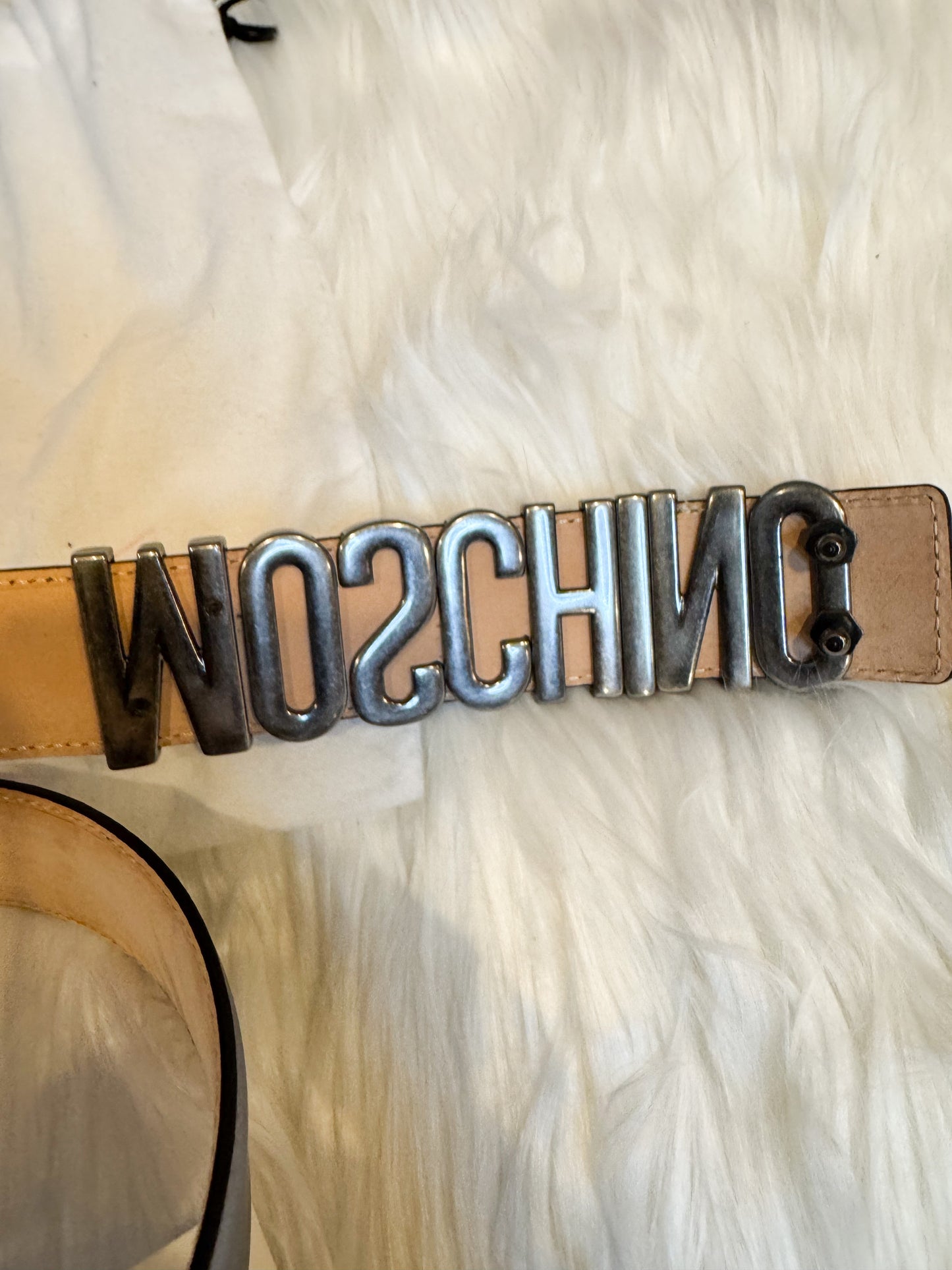 Moschino Couture Pewter Leather Belt Size 44