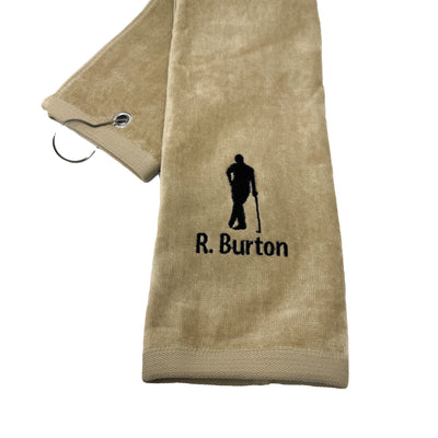 Tri-Fold Personalized Golfer Silhouette Towel Tri-Fold Personalized Golfer Silhouette Towel