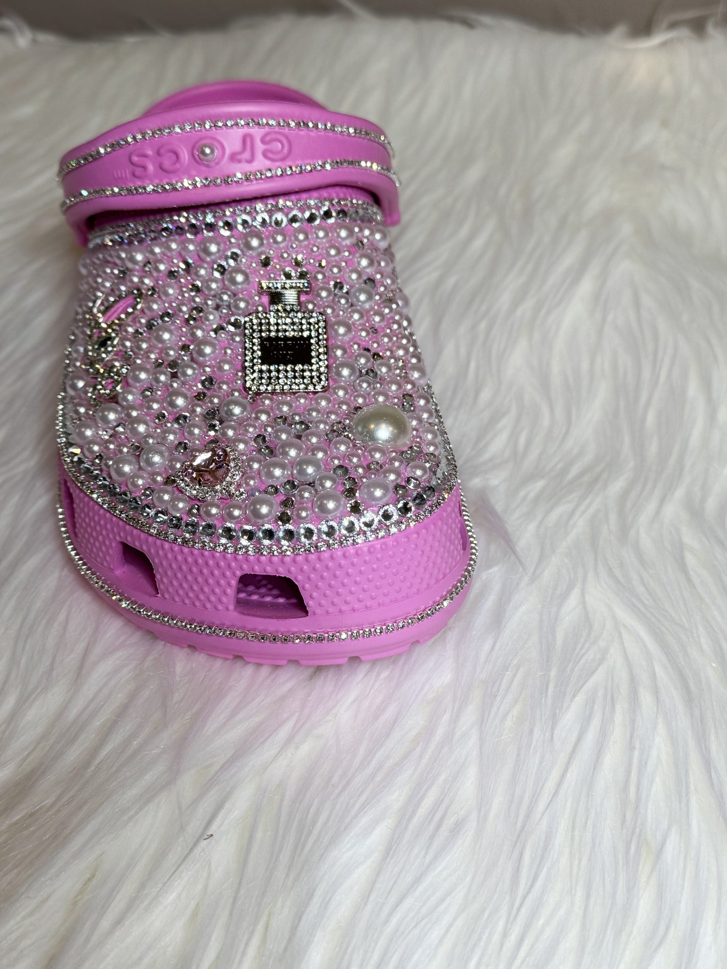 Rhinestone and Pearl Pink Crocs