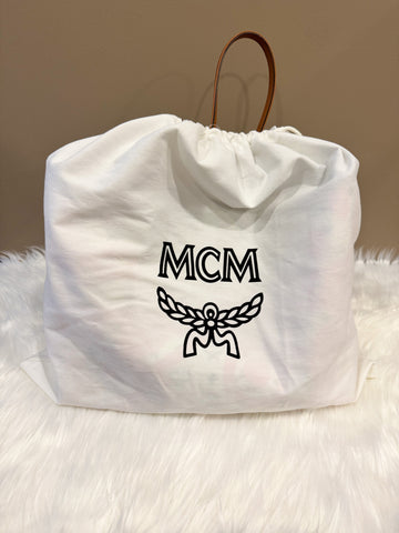 Pre-Loved MCM X Eddie Kang Pink and White Leather Shopper