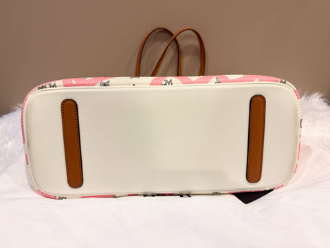 Pre-Loved MCM X Eddie Kang Pink and White Leather Shopper