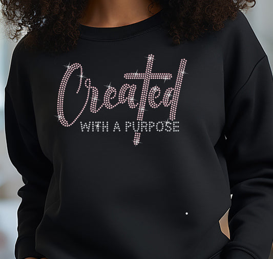 Created With a Purpose Rhinestone Crewneck Sweatshirt