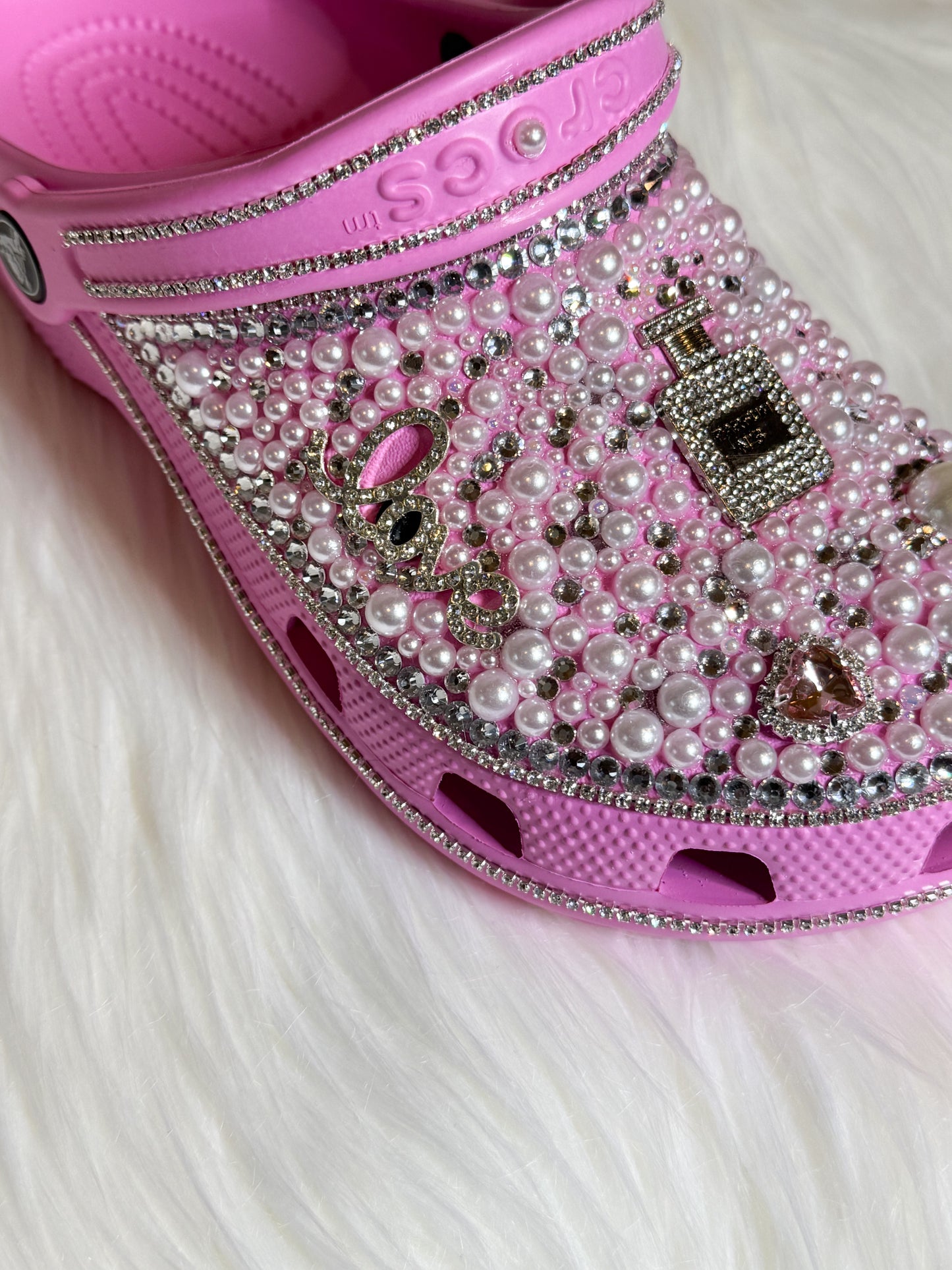 Rhinestone and Pearl Pink Crocs