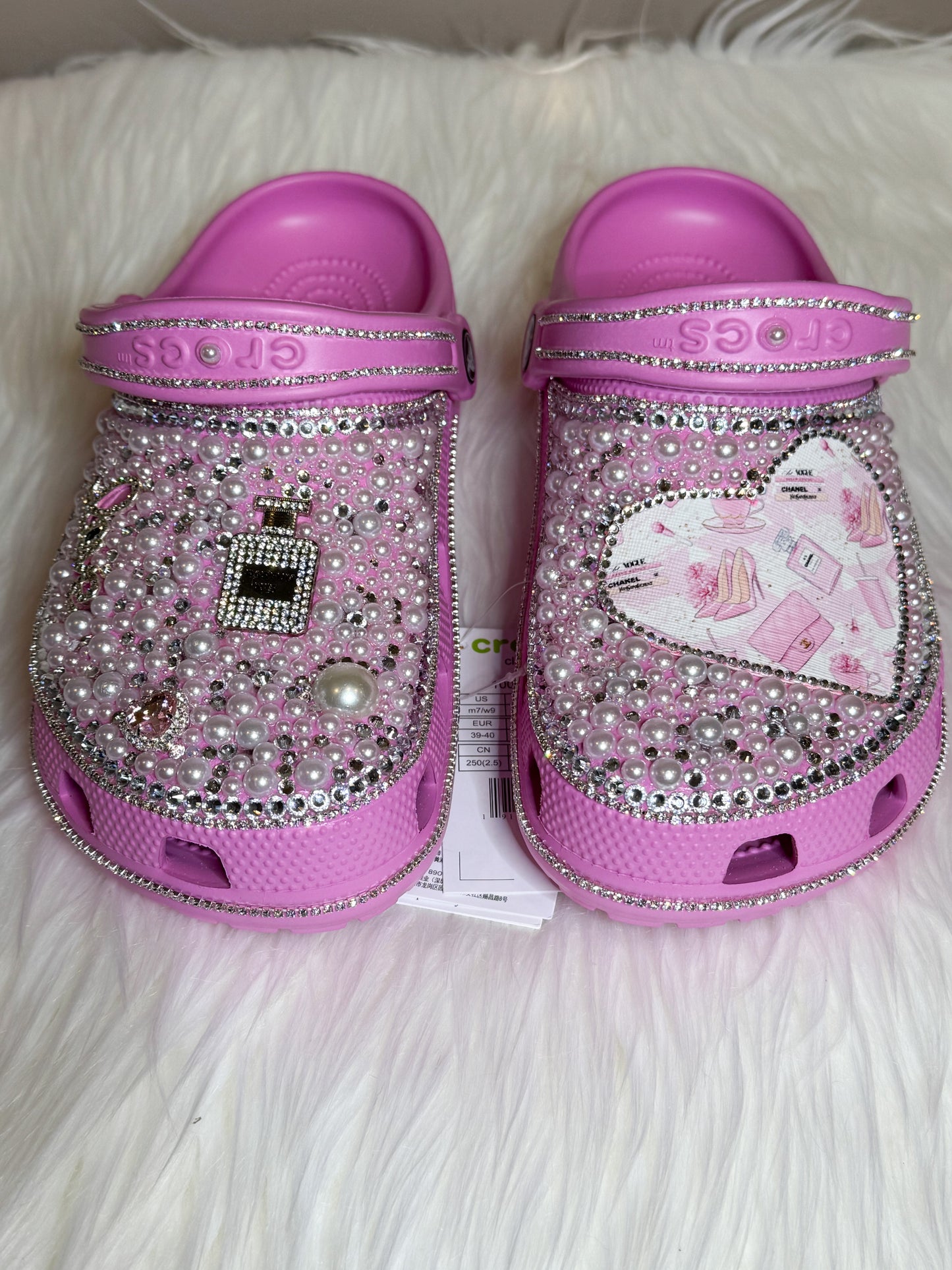 Rhinestone and Pearl Pink Crocs