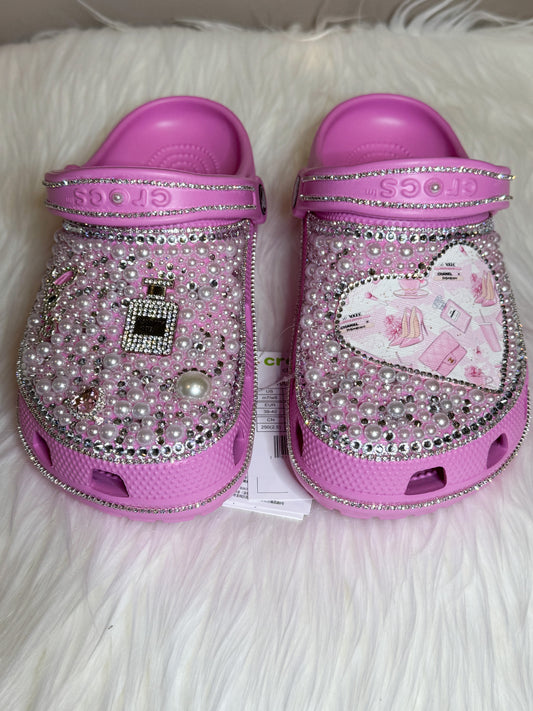Rhinestone and Pearl Pink Crocs