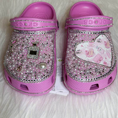 Rhinestone and Pearl Pink Crocs - Size 7 (Women's)