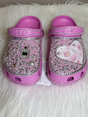 Rhinestone and Pearl Pink Crocs - Size 7 (Women's)