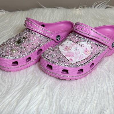 Rhinestone and Pearl Pink Crocs - Size 7 (Women's)