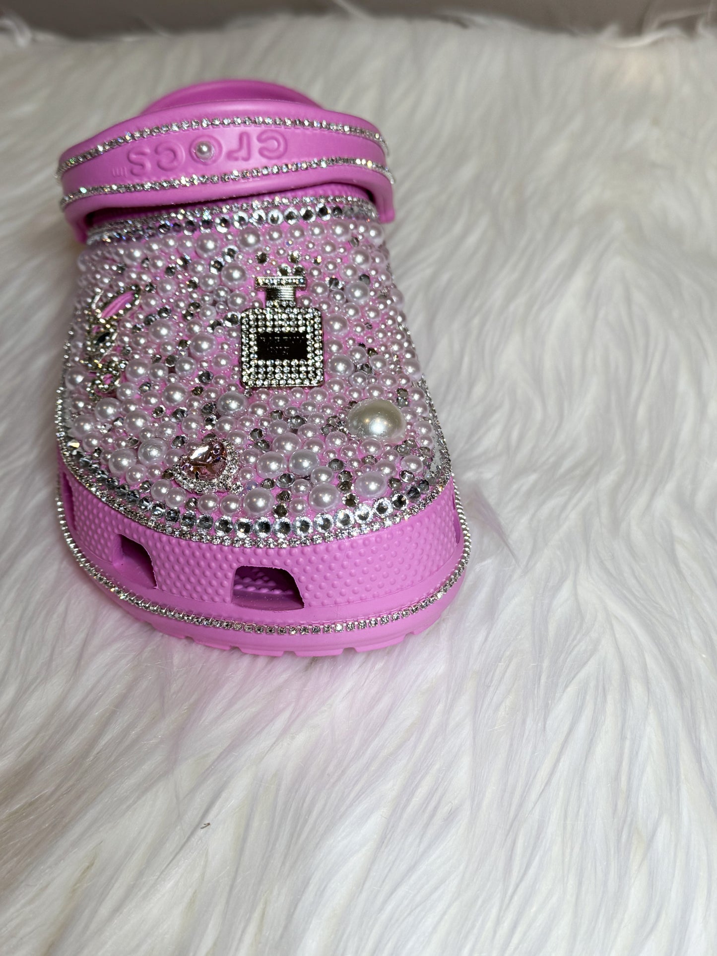 Rhinestone and Pearl Pink Crocs