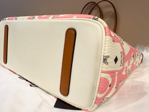 Pre-Loved MCM X Eddie Kang Pink and White Leather Shopper
