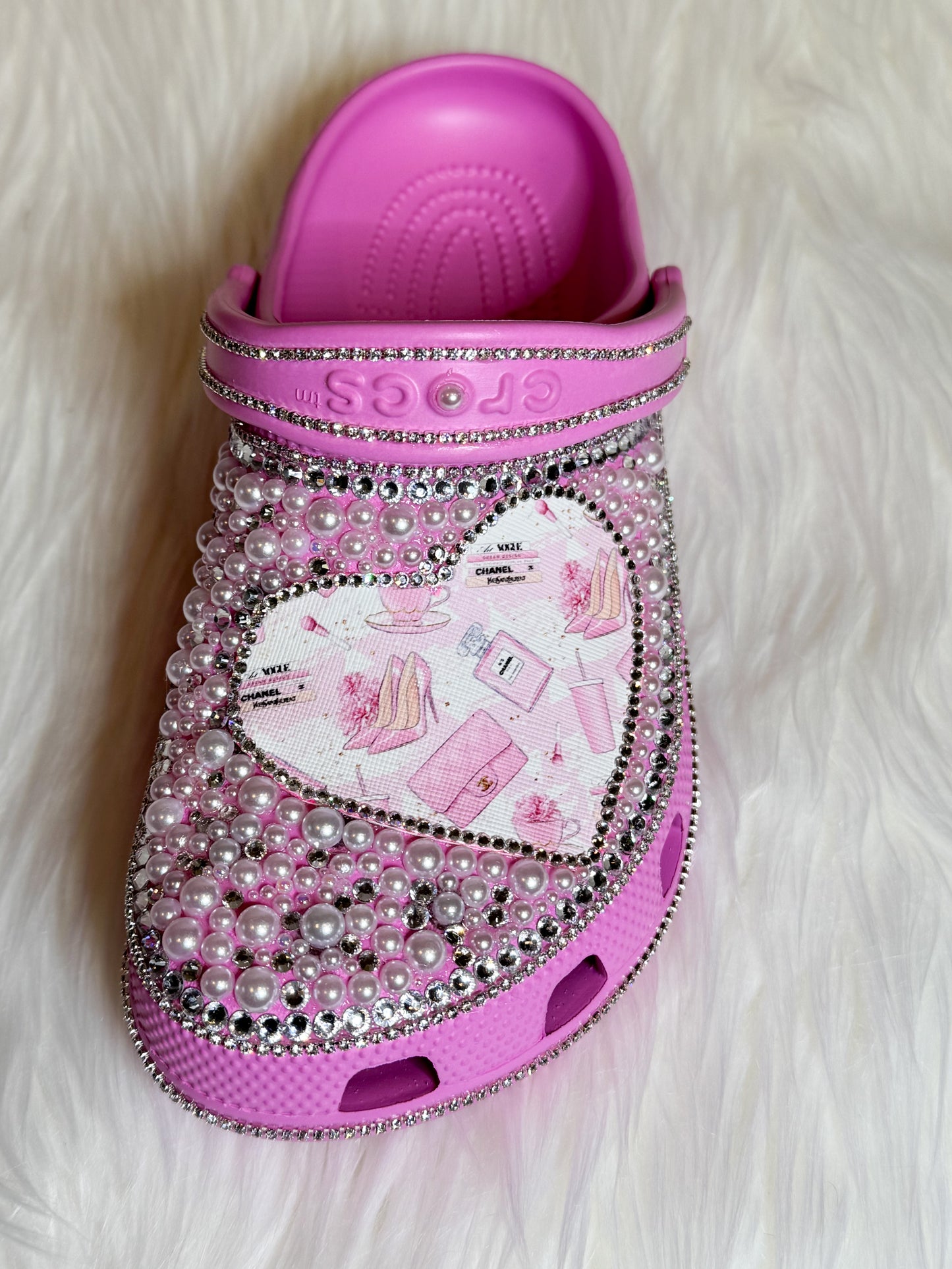 Rhinestone and Pearl Pink Crocs