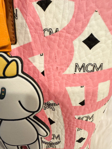 Pre-Loved MCM X Eddie Kang Pink and White Leather Shopper