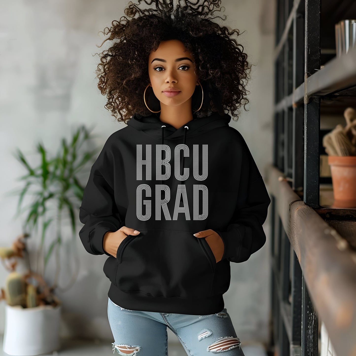 HBCU Grad Rhinestone Hooded Sweatshirt