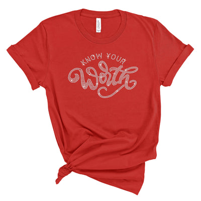 Know Your Worth Rhinestone Shirt