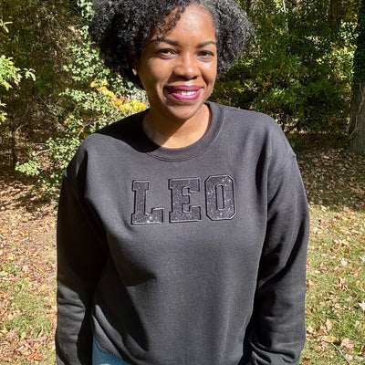 Embroidered Monochromatic Zodiac Sign Crewneck Sweatshirt
