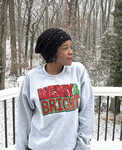 Merry and Bright Sequin Holiday Sweatshirt