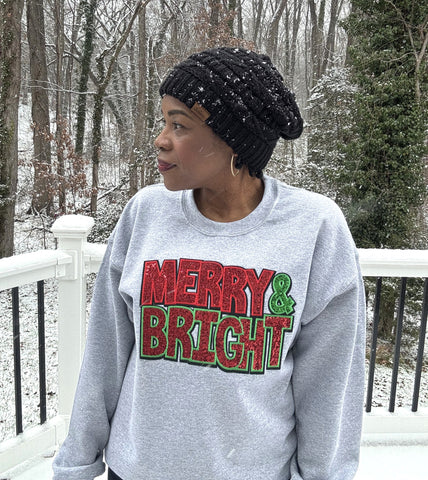 Merry and Bright Sequin Holiday Sweatshirt