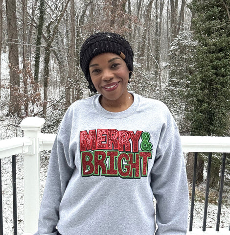 Merry and Bright Sequin Holiday Sweatshirt