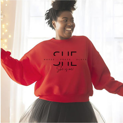 She Wakes, She Prays, She Slays Crewneck Sweatshirt
