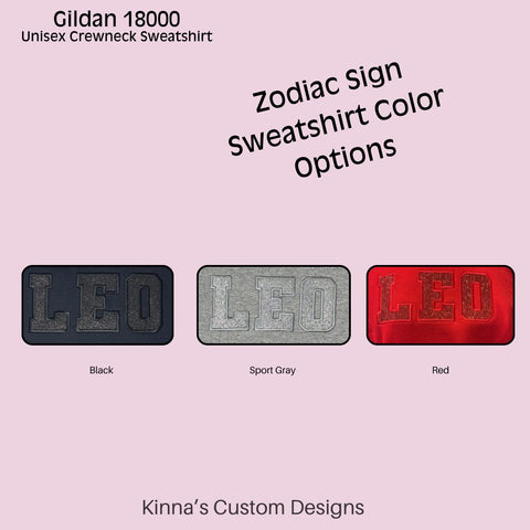 Embroidered Monochromatic Zodiac Sign Crewneck Sweatshirt